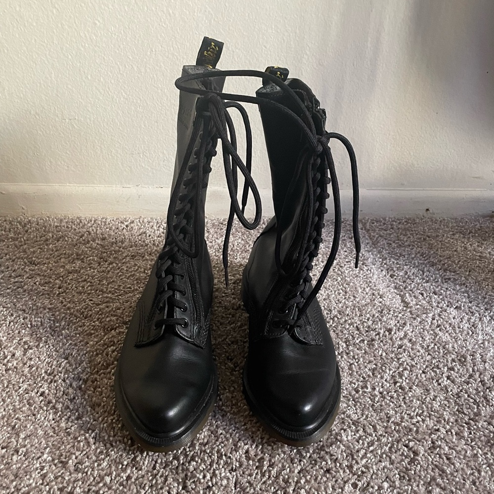 Dr. Martens Black Lace-Up Leather Combat Boots - Women - Picture 3 of 5
